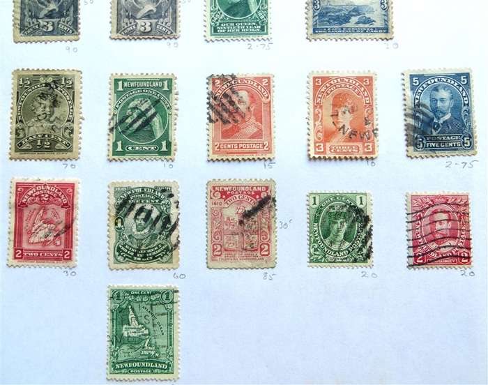 Newfoundland Early Stamps Lot on Pages