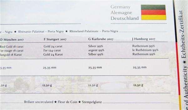 Germany Edelmetall - Precious Metal 2 Euro Coin Set