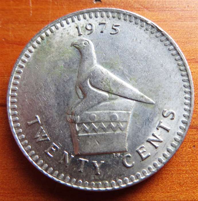 1975 Rhodesia 20c Coin - Mintage error on rim - Condition