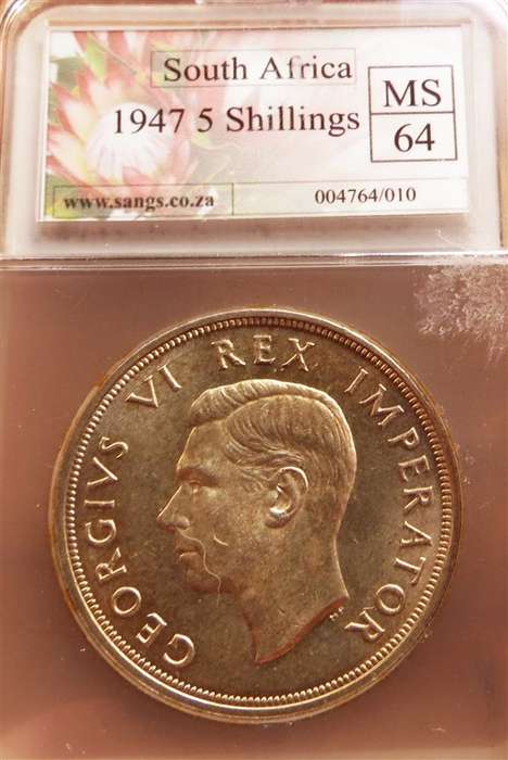 1947 5 Shillings Crown Silver SANGS MS64