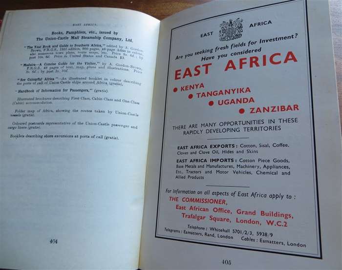 1955 The Castle Union Line - Guide to East Africa with Original Map