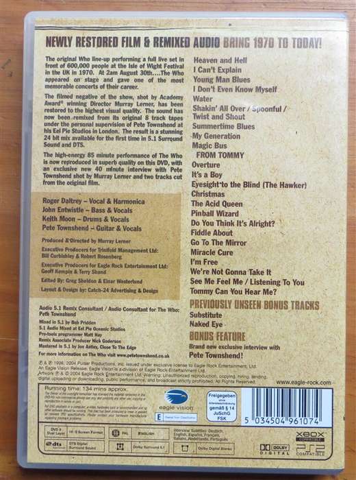The Who - Live at the isle of White festival 1970 - Special DVD