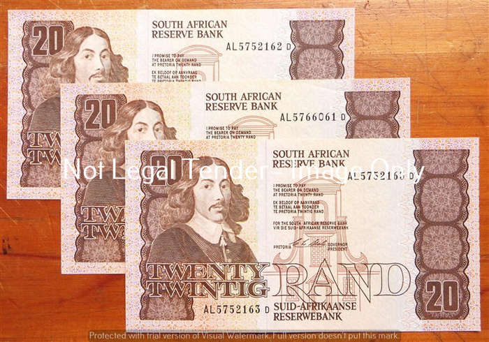 Stals R20 Notes Consecutive Numbers 1st Issue AL Prefix - Bod per Note