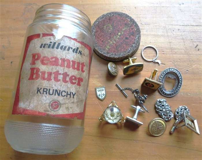 Vintage Willards Krunchy Peanut Butter Jar with Assorted items