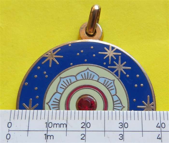 Unknown Pendant Blue with Red Stone/Gem/Glass in Center
