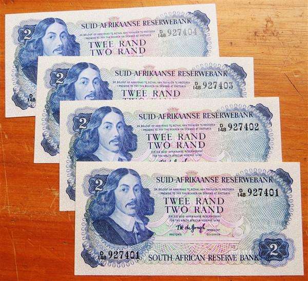 4 x TW de Jongh R2 Notes in Sequence #D148 927401-4 - Bid per Note