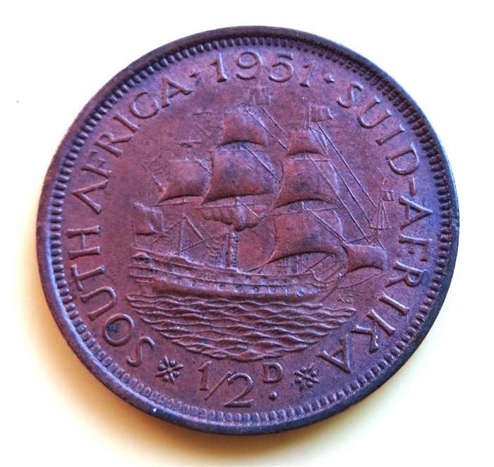 1951 SA Union 1/2d Half Penny Coin