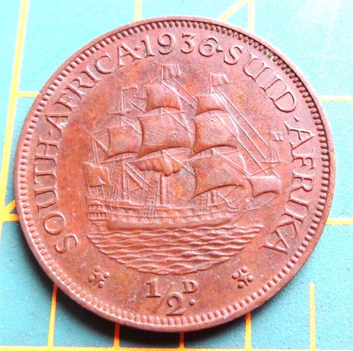 1936 SA Union Half Penny 1/2d Coin
