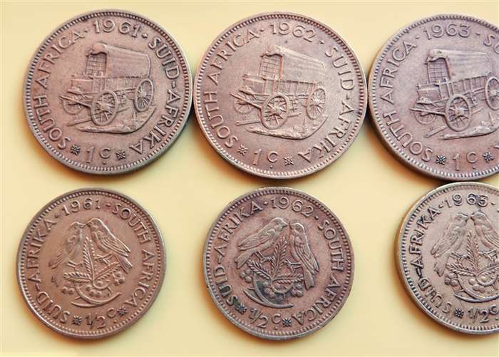 RSA 1961 + 62 + 63 + 64 - 1c and 1/2c Coin Sets