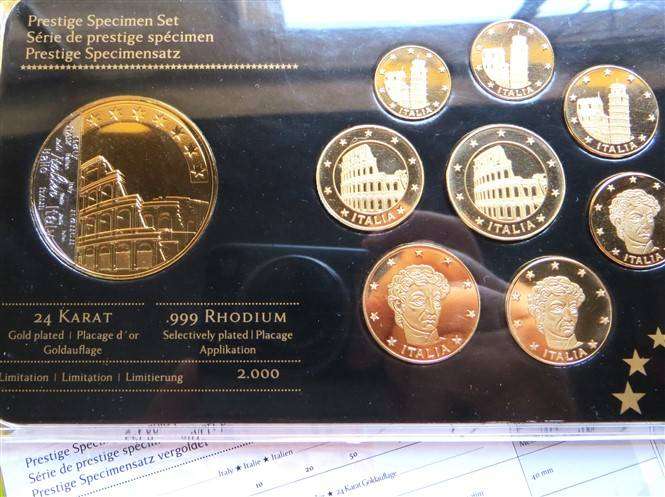 Prestige Italy Specimen Coin Set - Gold Plated - In Capsule - Only 2000