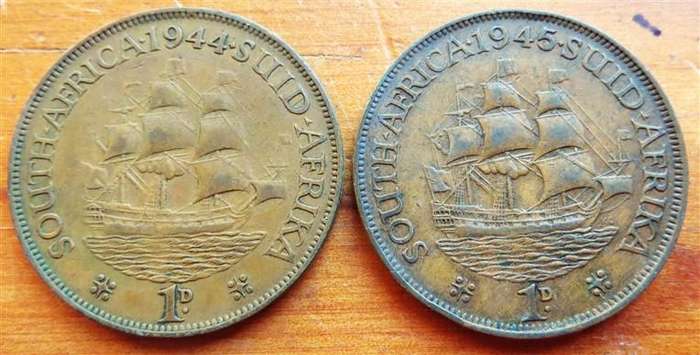1944 + 1945 SA Union 1d Penny - 1 Bid for Both
