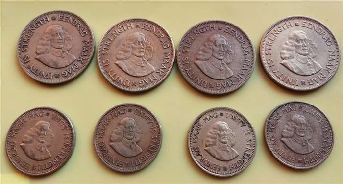 RSA 1961 + 62 + 63 + 64 - 1c and 1/2c Coin Sets