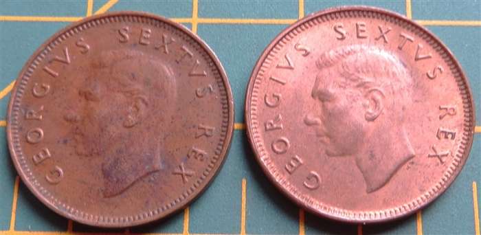 2 x SA Union 1950-51 Farthings 1/4d Coins