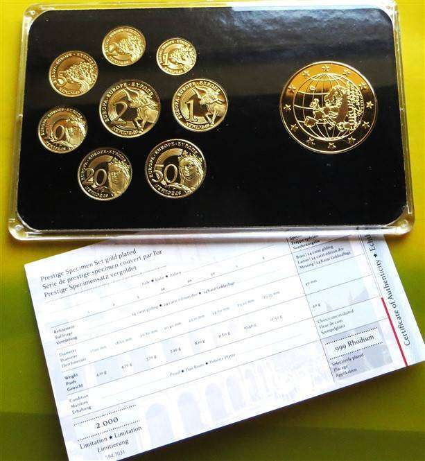 Prestige Italy Specimen Coin Set - Gold Plated - In Capsule - Only 2000