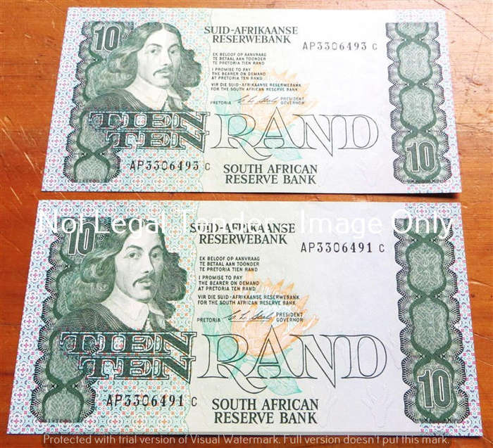 2 x Stals R10 Notes - Consecutive Odd Numbers AP3306491 / 493 - Bid per Note