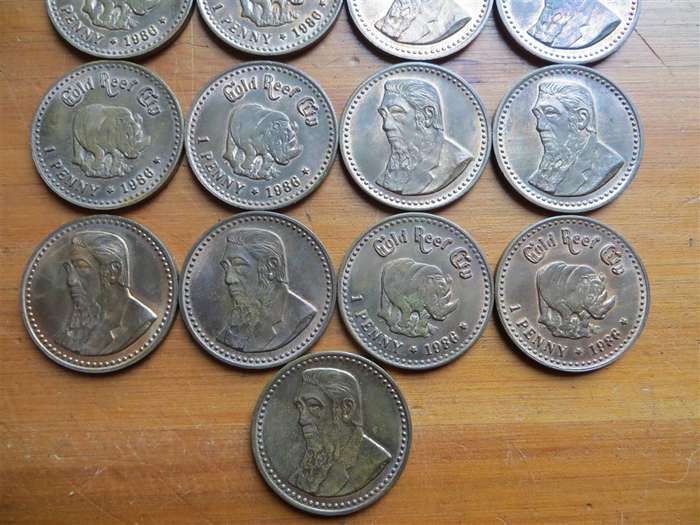 13 x Gold Reef City Mint Pennies - Lustre - Bid per Coin