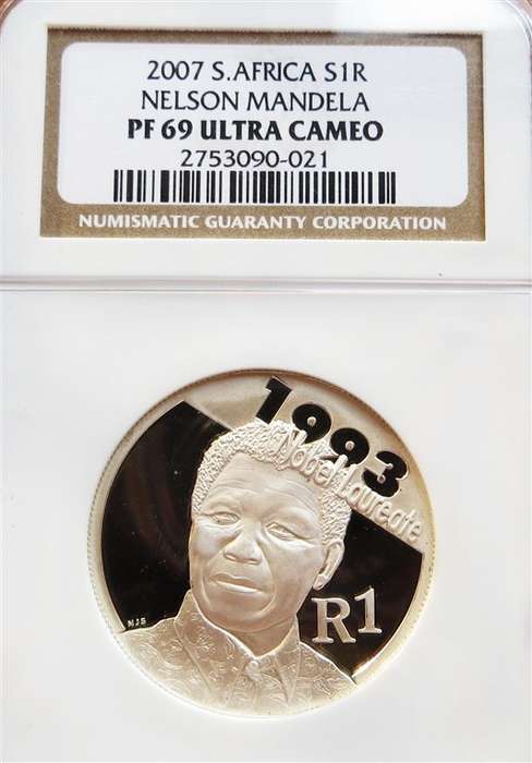2007 Nelson Mandela R1 Silver NGC PF69UC High Grade