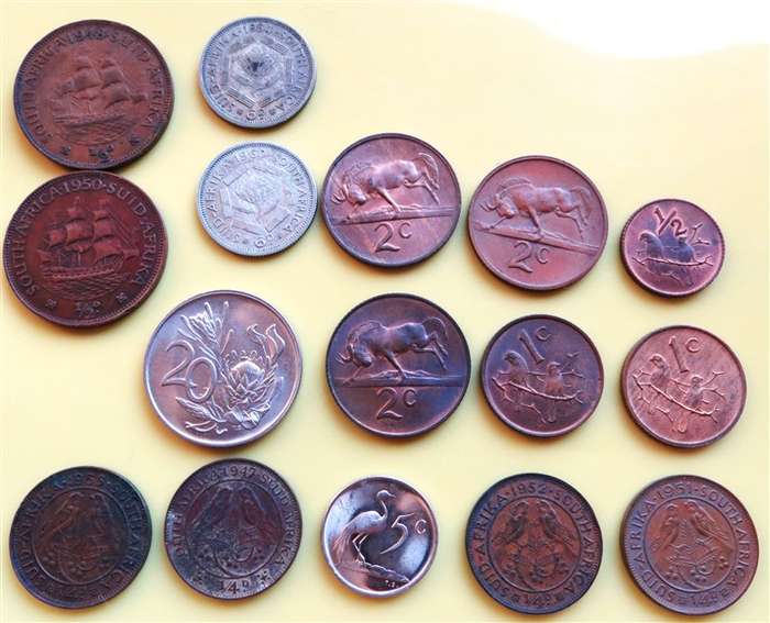 SA Union & RSA Assorted Coins - 2 x Silver 6d - 1 Bid for All