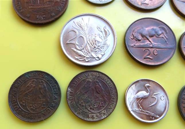 SA Union & RSA Assorted Coins - 2 x Silver 6d - 1 Bid for All