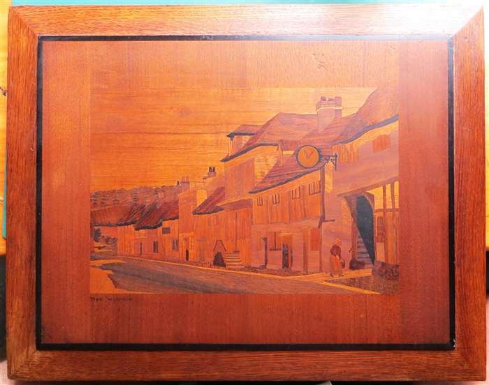 Vintage Marquetry Wood Inlay Artwork