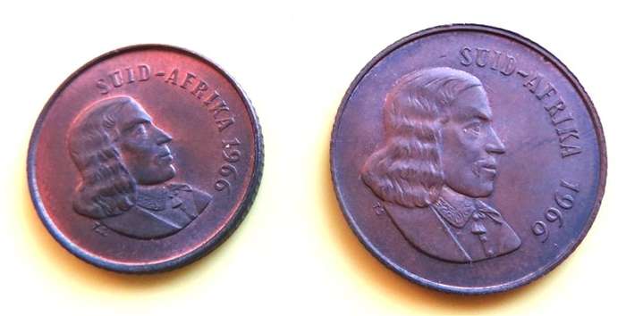 1966 SA Afrikaans 1c + 2c - Condition