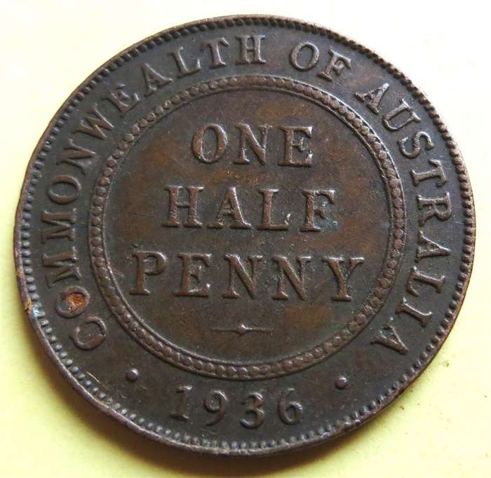1936 Australian Half penny 1/2d