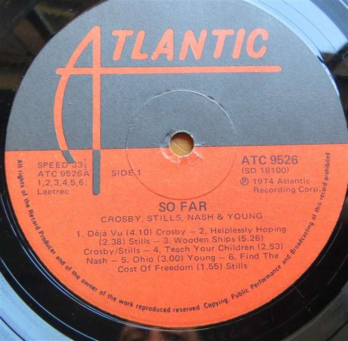 Crosby,Stills,Nash & Young - So Far - Vintage Vinyl LP VG