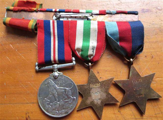 WW2 Group of 3 x Medals on Bar - A,J.M Young #329052