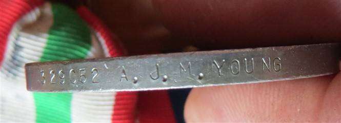 WW2 Group of 3 x Medals on Bar - A,J.M Young #329052