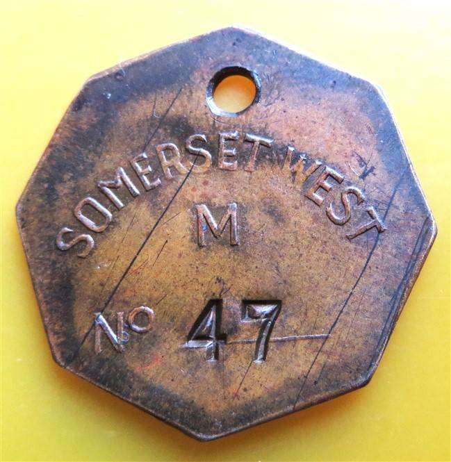 1943 Somerset West No.47 Dog License Token