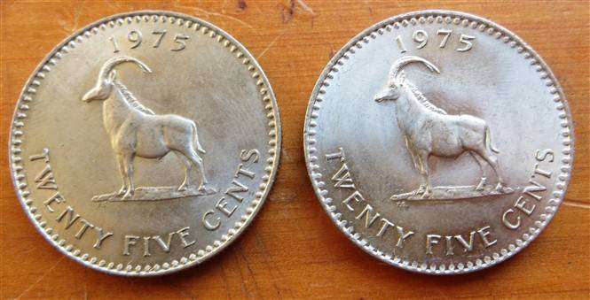 2 x 1975  Rhodesia 25c Coins - Condition - 1 Bid for Both