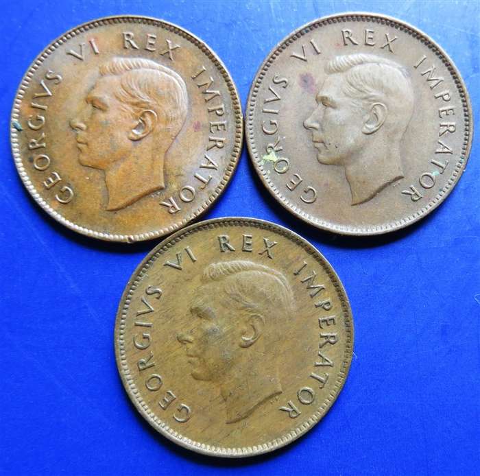 1942 + 43 + 44 Union Quarter Penny 1/4d Farthing