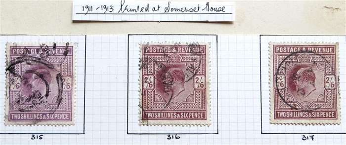 1911-13 Great Britain SG 315/316/317 2/6 Shillings Somerset House