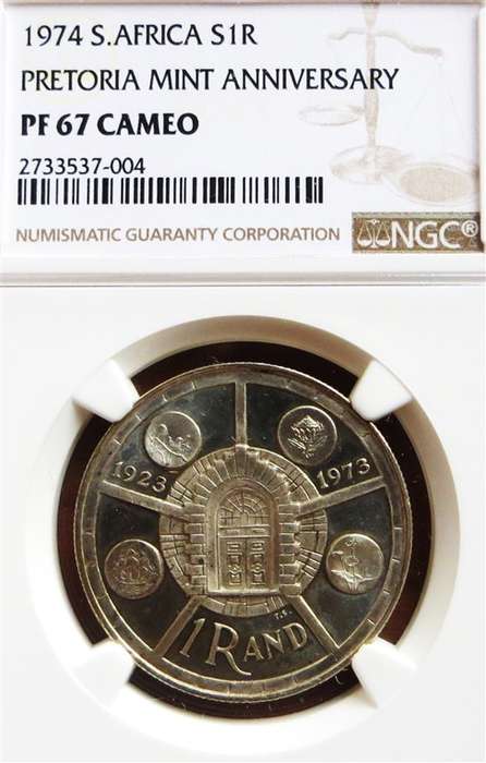 1974 SA Silver R1 NGC PF67 Cameo High Grade - Only 15 Coins Higher