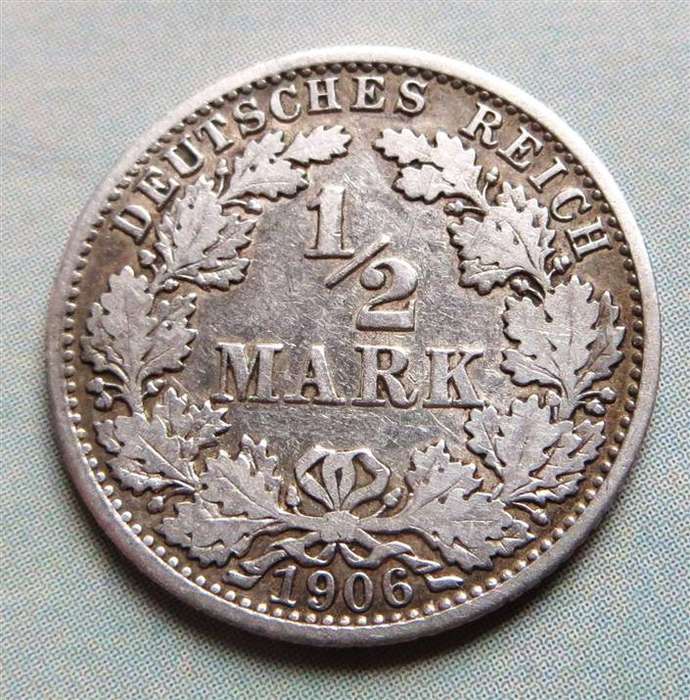 1906(A) Germany Half mark Silver Coin