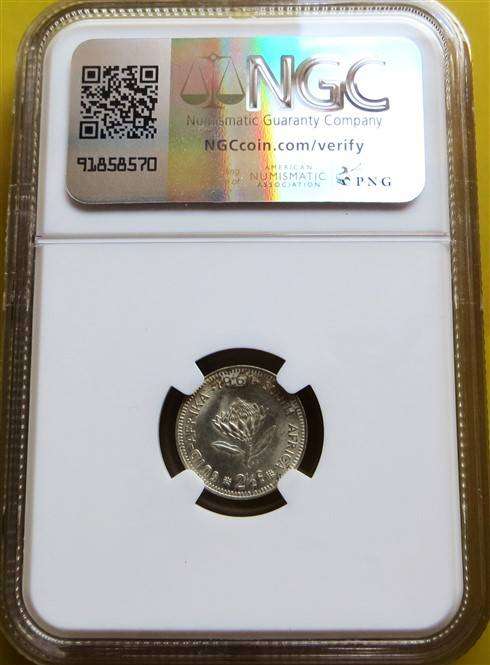 1961 RSA 2 1/2c Tickey Silver NGC MS63