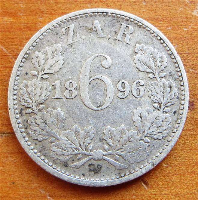 1896 ZAR Silver 6d Coin