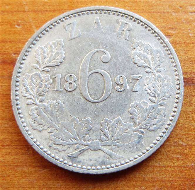 1897 ZAR Silver 6d Coin