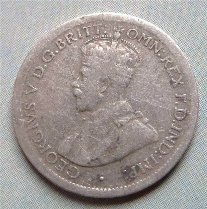 1921 Australia Silver 6d Sixpence Coin