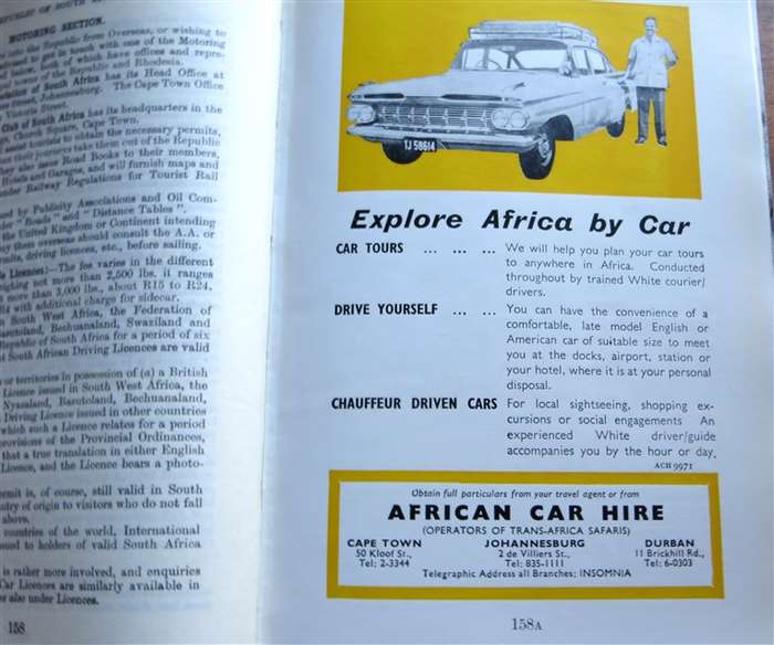 1963 - The Castle Union Line - Guide to South Africa with SHELL map & SA Route Map