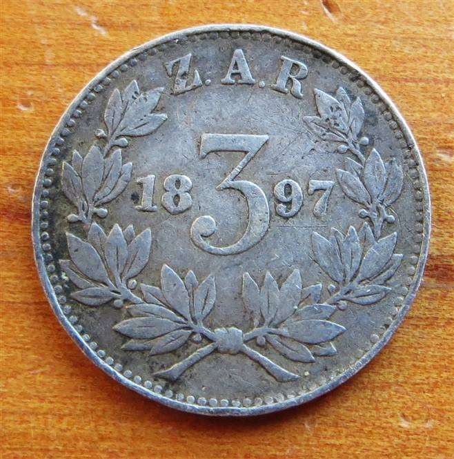 1897 ZAR Silver 3d Coin