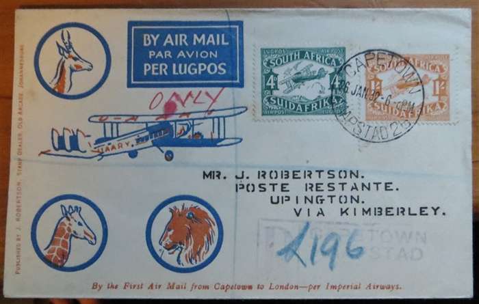 1932 Airmail flight Cover - Transit Stamps on the Back