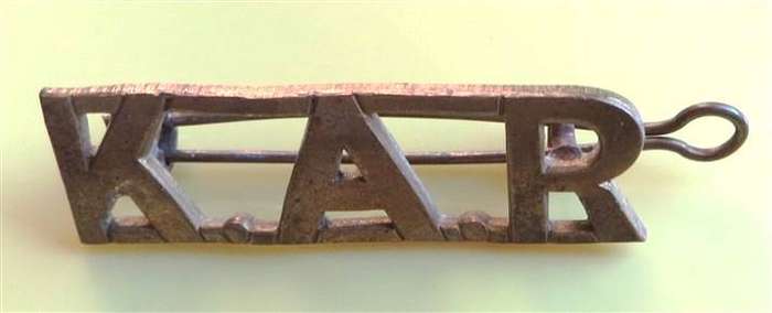 Kings African Rifles KAR shoulder title badge