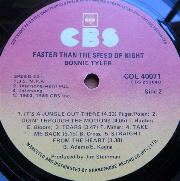 Bonnie Tyler - Faster Than The Speed of Light - Vintage Vinyl LP VG