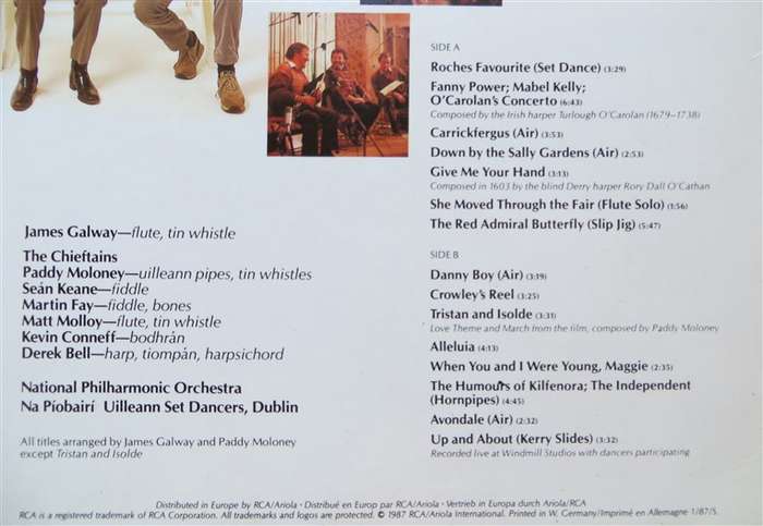 James Galway & the Cheiftains In Ireland Vintage Vinyl LP - VG