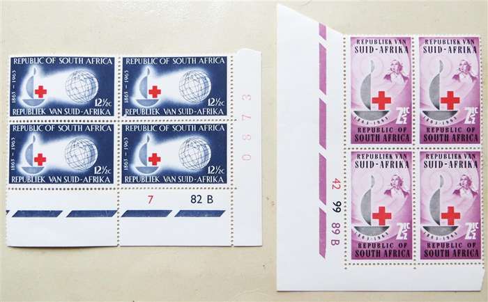 1963  100th Anniversary of Red Cross control blocks Set