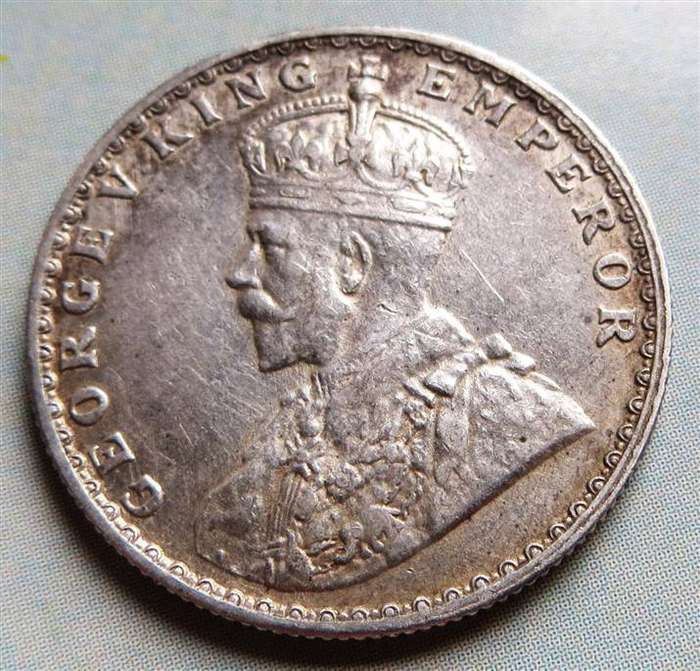 1924 British India Half Rupee Silver Coin - Scarce