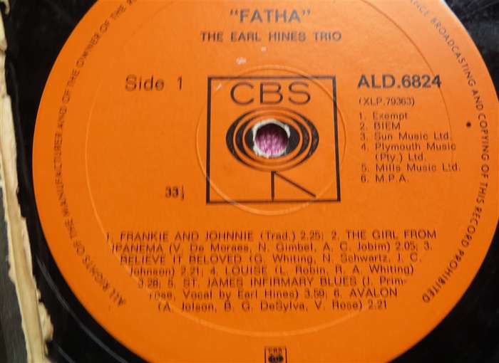 Fatha - The New Earl Hines Trio - Vintage Vinyl LP VG