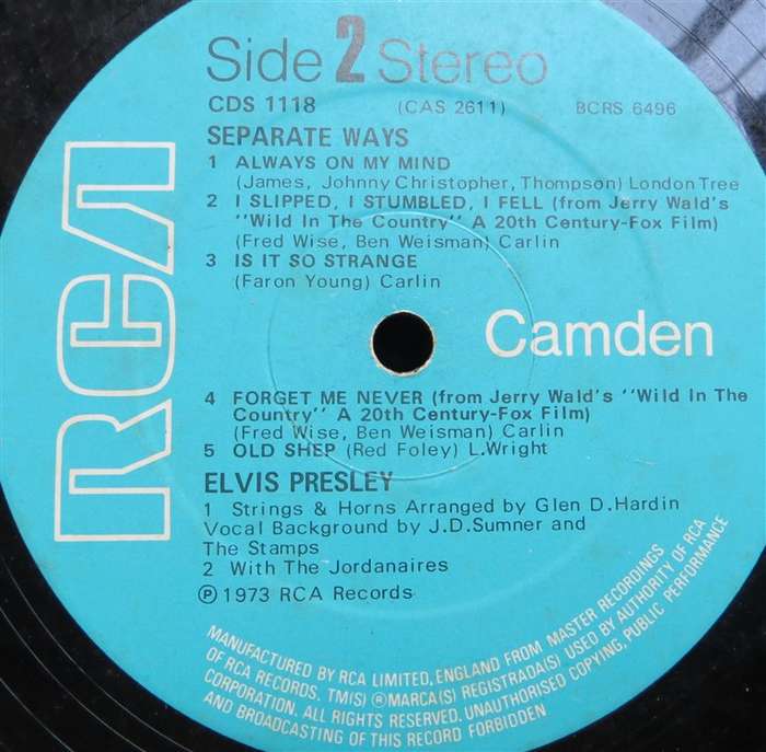 Elvis Presley - Seperate ways - Greatest Hits Vintage Vinyl LP - G