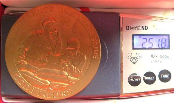 USA 2008 251.8gr Large Code Talkers White Mountain Apache Tribe Medallion WW2 Commemorative